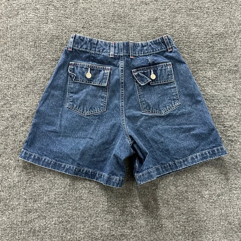 Sonoma Denim Shorts Womens Size 28 Blue High Waisted Utility Pocket Dark Wash
